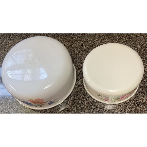 Vintage Enamel Mixing Bowls Floral Flowers - Picture 5 of 5